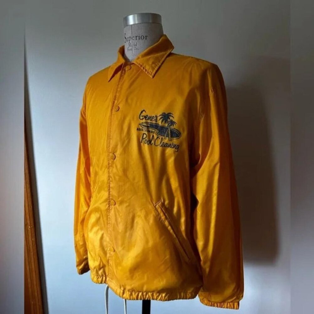 Abercrombie & Fitch Men's Yellow Gene's Pool Cleaning VTG Y2K Jacket - Picture 2 of 7